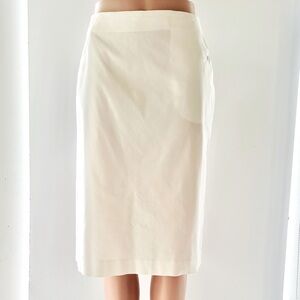 Philippe Adec white cotton blend poplin skirt. Size 8. Knee length.